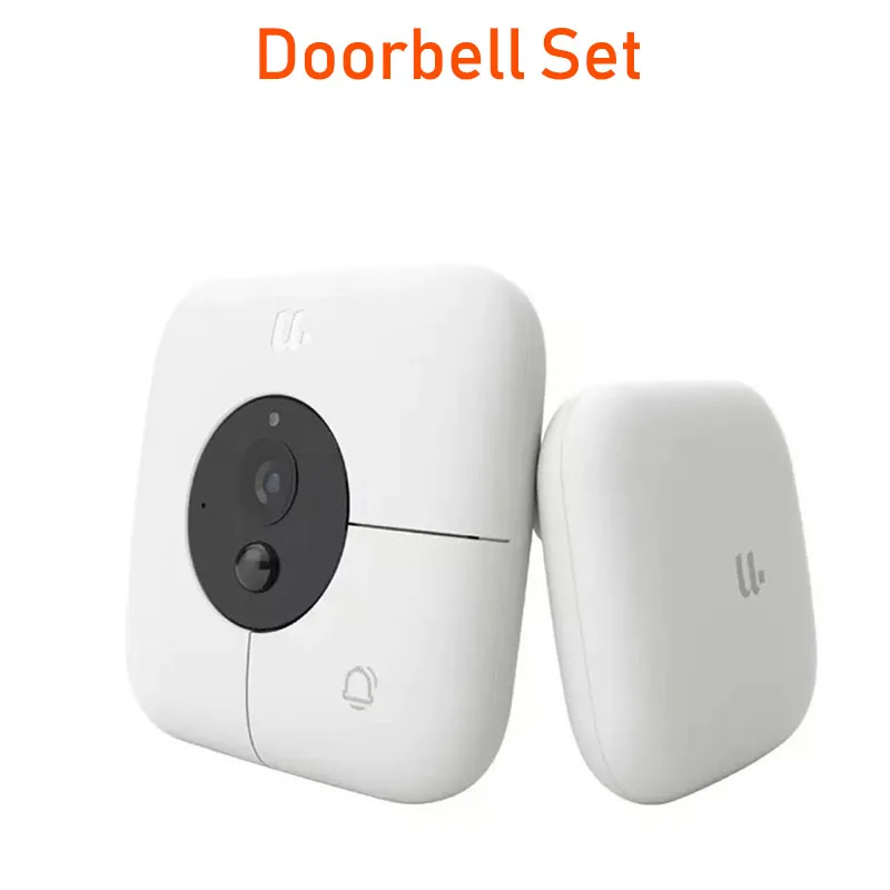 White doorbell set Xiaomi Mijia youdian AI распознавание лица 1080P ИК ночного видения видео дверной звонок набор обнаружения движения SMS Push домофон - Цвет: White doorbell set