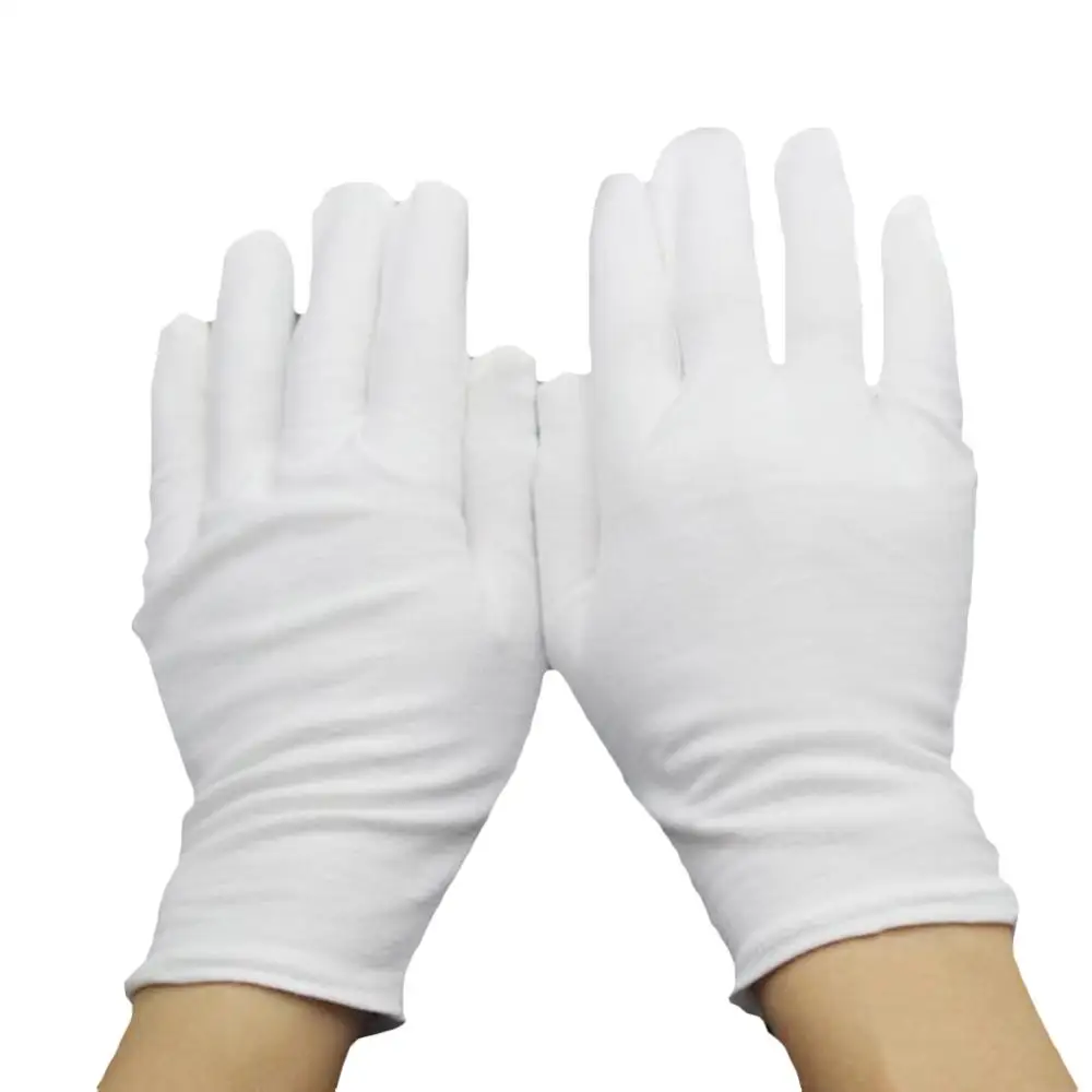 1 пара черно-белых перчаток для женщин и мужчин, этикет, стрейч-перчатки, новинка, для танцев, плотные ювелирные перчатки, перчатки для езды на запястье, официанта, перчатки на полный палец - Цвет: white2