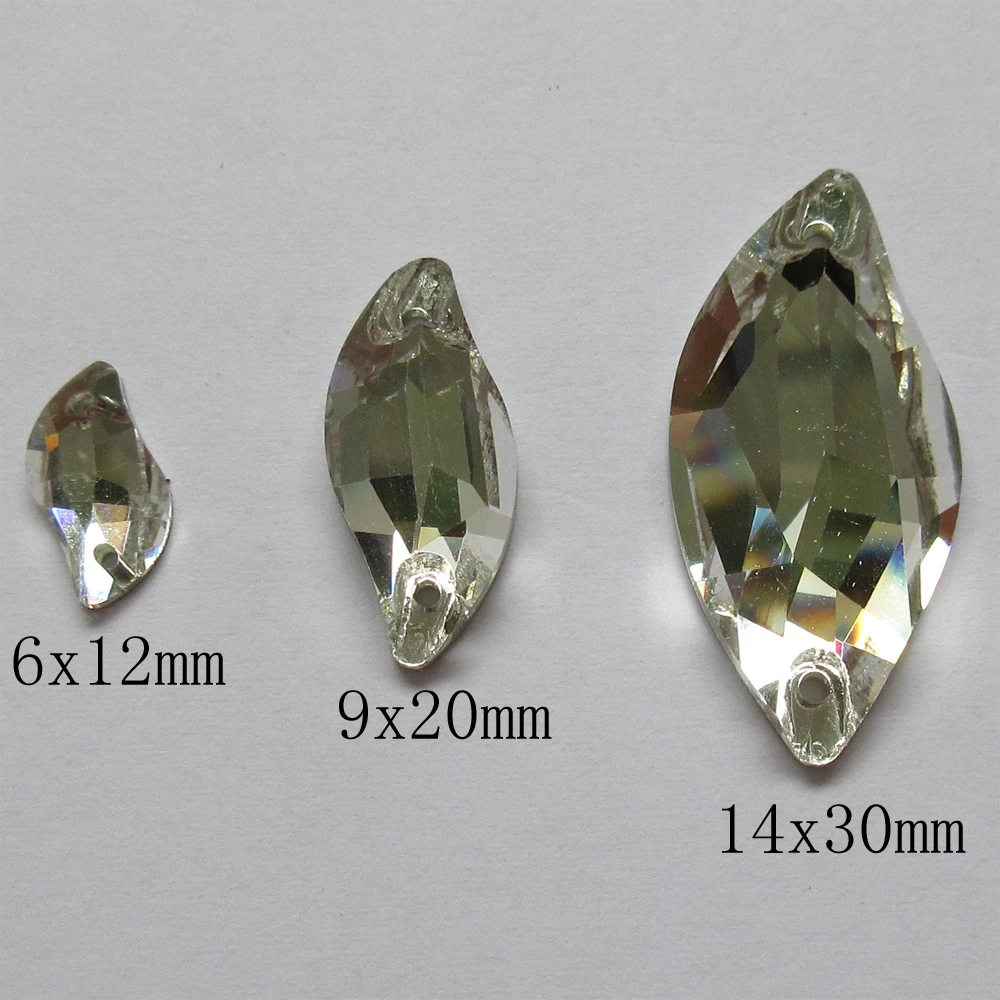 

White Clear Sew On Loose Rhinestone Diamond Leaf Sewing Glass Flatback Crystals Strass Beads For Dress