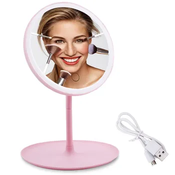 

Makeup Backlit Mirror With LED Light Vanity Cosmetic Touch Screen Illuminated Natural Daylight Desktop Table Storage USB Use