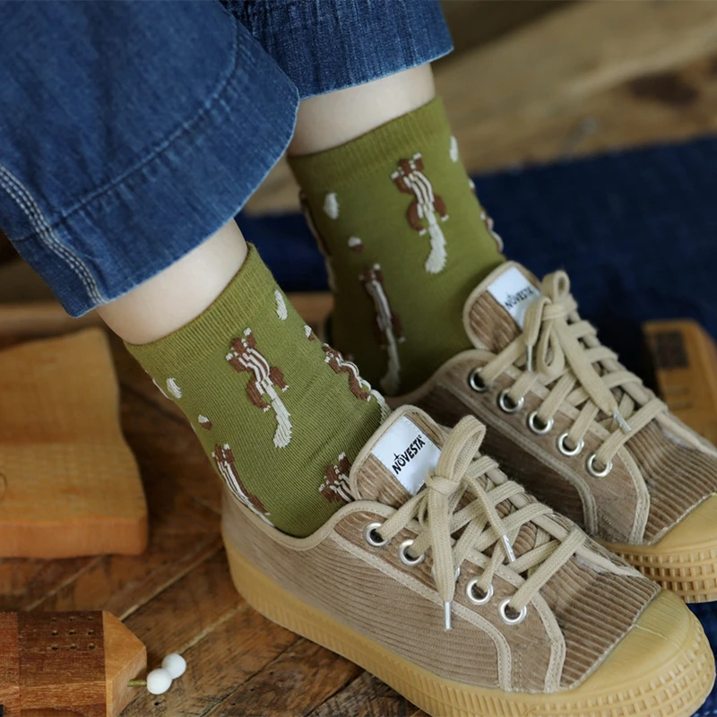 Новинка; милые хлопковые женские носки с 3D рисунком белки; милые модные носки высокого качества; удобные качественные Осенние теплые носки с изображением животных