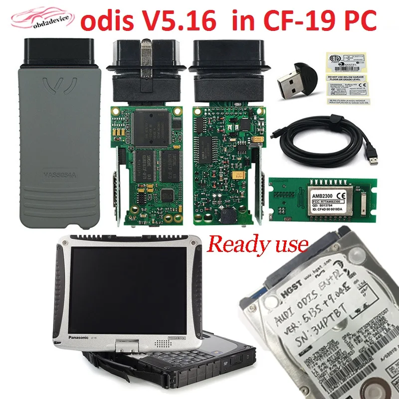 DHL vas5054a ODIS V5.16 программное обеспечение установка в CF19 Ноутбук готов к использованию vas5054a V5.16 для Toyota Honda Для VW автомобильный инструмент сканирования