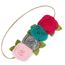 Повязка на голову для маленьких девочек, 4 пучка цветов, мягкие и красочные аксессуары для новорожденных, Нетканая Детская резинка для волос