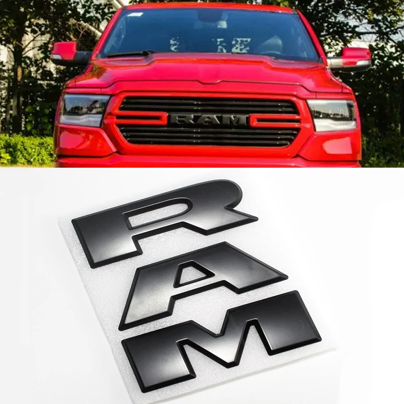 3D буквы RAM для 2019 Ram 1500 Передняя Эмблема решетки радиатора матовая черная табличка