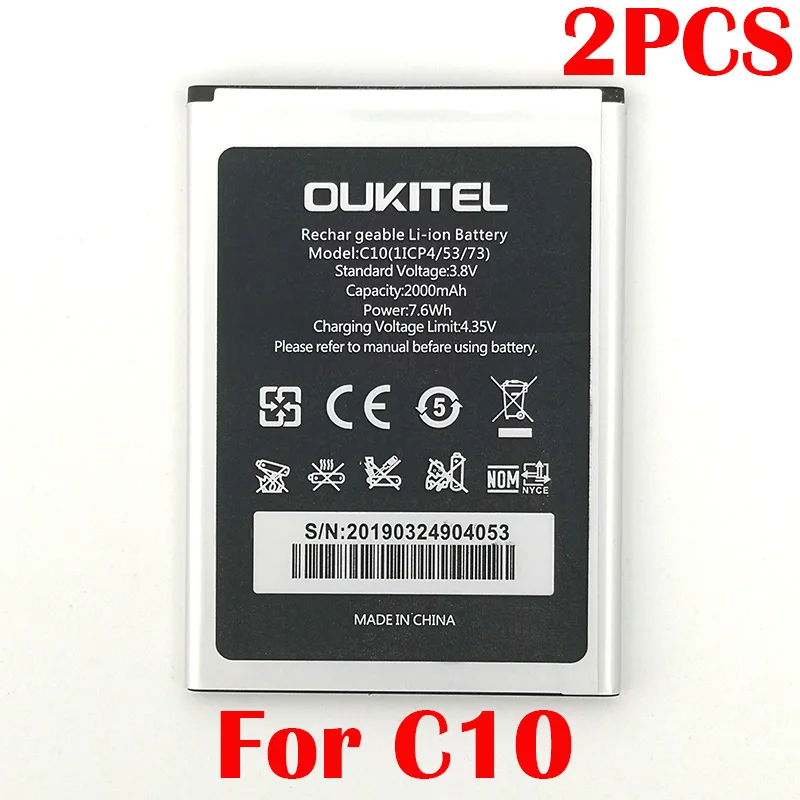100% реальные 2 шт. 2000 мАч C10 батарея для Oukitel мобильный телефон последнее