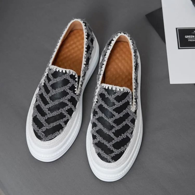 nuevo primavera marea aumento bordado perezoso solo zapatos mujer un pie grueso