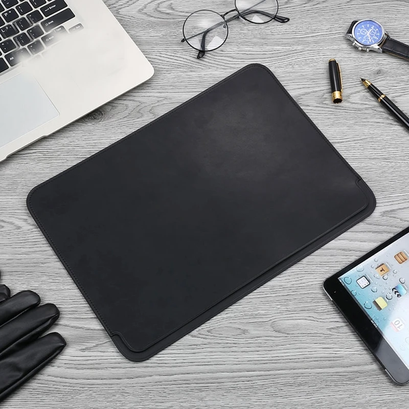 Черный Кожаный чехол TOTU для MacBook Air/Pro 13 дюймов, умный водонепроницаемый кожаный чехол для задней панели планшета, защитный чехол для iPad Air/Pro 13 - Цвет: Черный