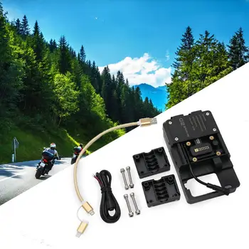 

Motorcycle Navigation Mobile Phone Bracket Twin USB Charging Motorcycle Bracket Easy To Install