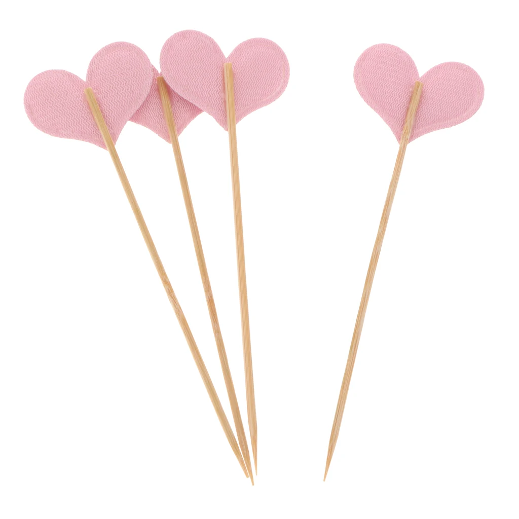 20 Pieces Heart Toothpick Leather Cupcake Picks Birthday Toppers Kids Birthday Wedding Party Decoration Supplies