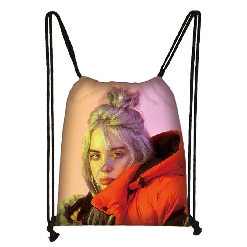 Billie Eilish сумка на шнурке женская модная сумка для хранения рюкзак из парусины для подростков женские вечерние сумки для покупок - Цвет: skdemili01