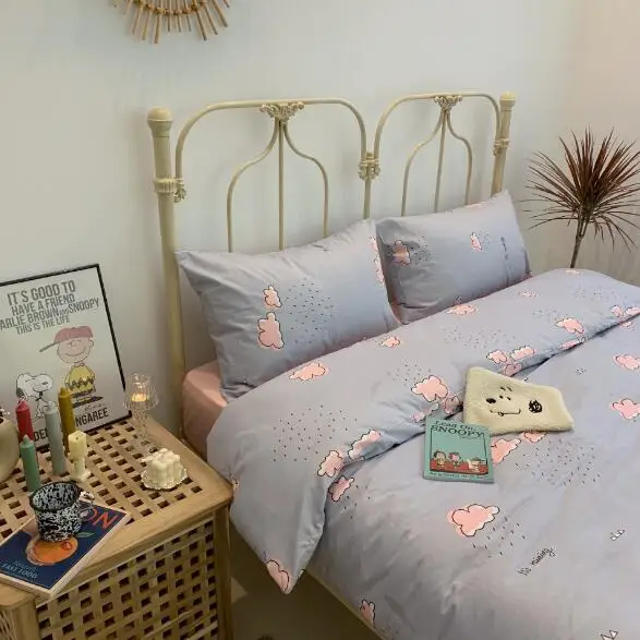 BXX038-K Baby Bedding Set Duvet Cover 4pcs/set Bed Sheet Pillowcase cotton 200*230cm Kids Bedding Cartoon Printing BXX038 - Цвет: BXX038-K
