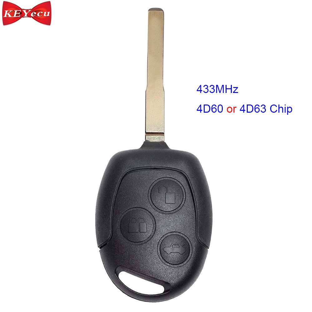 KEYECU для Ford Fiesta 2011 2012 2013 2014 2015 2016 дистанционный ключ 433 МГц 4D60/4D63 чип KR55WK47899 HU101|Ключ