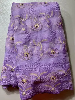 

Embroidery Beaded Stones Swiss Cord Lace Tulle Fabric Flowers 5Yards Cheap China African Lace Fabric for Wedding Dress Material