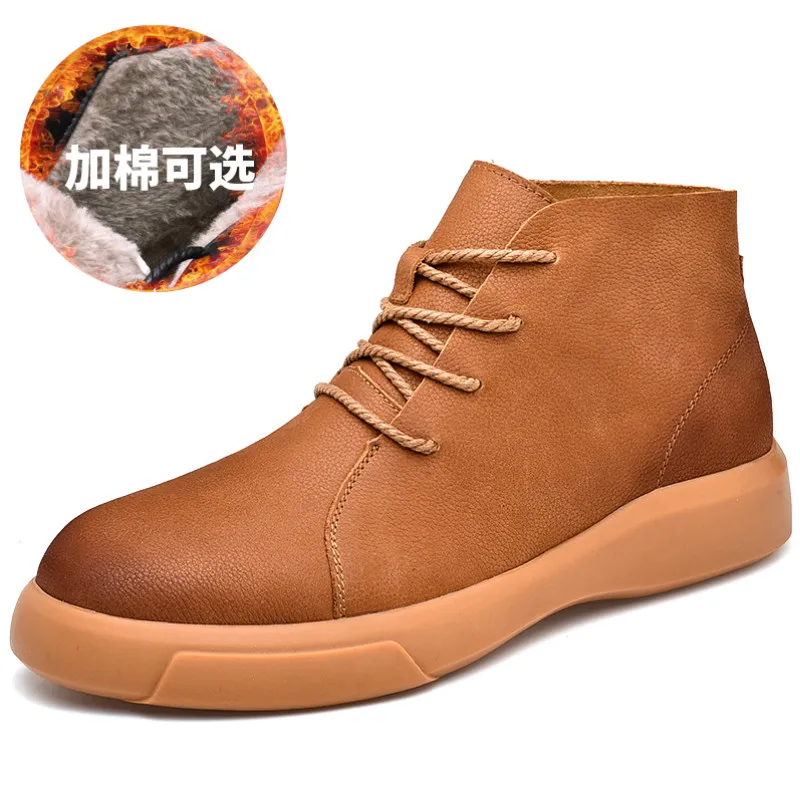 

2019 New Women Men Genuine Leather Martin Boots Winter Couple Ankle Boots Casual Lace Up Ladies Fashion Shoes Black Botas Mujer