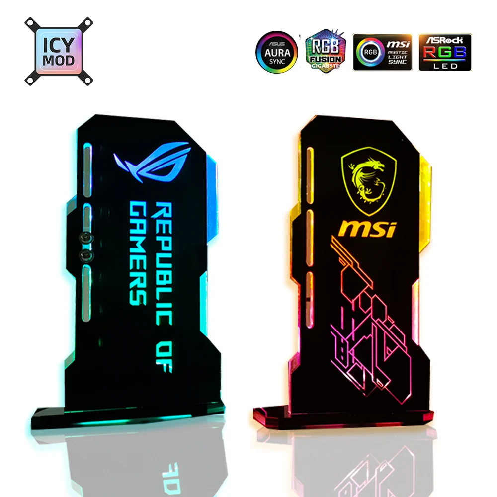 

Customizable A-RGB VGA Holder Vertical GPU Bracket Customize Video Card Support 5V 3Pin AURA Chassis Water Cooler Custom MOD