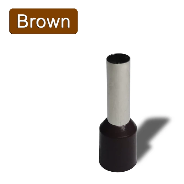 1000pcs/Pack E0508 E7508 E1008 E1508 E2508 Insulated Ferrules Terminal Block Cord End Wire Connector Electrical Crimp Terminator 1000pcs Brown