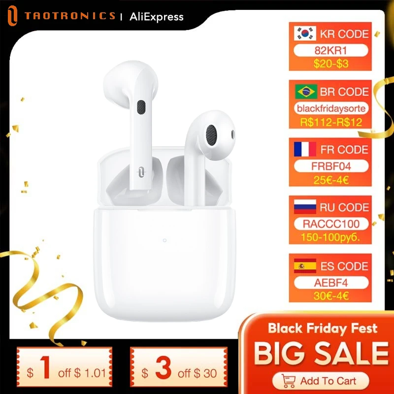 Беспроводные TWS-наушники TaoTronics SoundLiberty 96 с шумоподавлением и микрофоном |