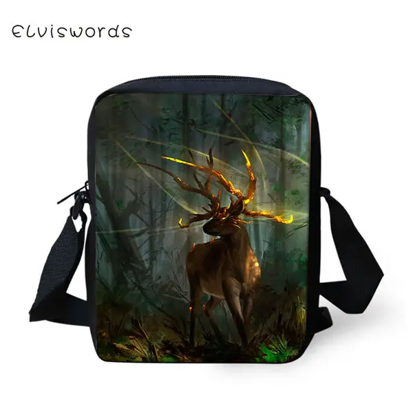 CDWX3868E ELVISWORDS/модные женские сумки-мессенджеры, фантазийные сумки с оленем для девочек, сумки через плечо, Kawaii, дизайн с животными, мини-закрылки для девочек, кошелек - Цвет: CDWX3868E