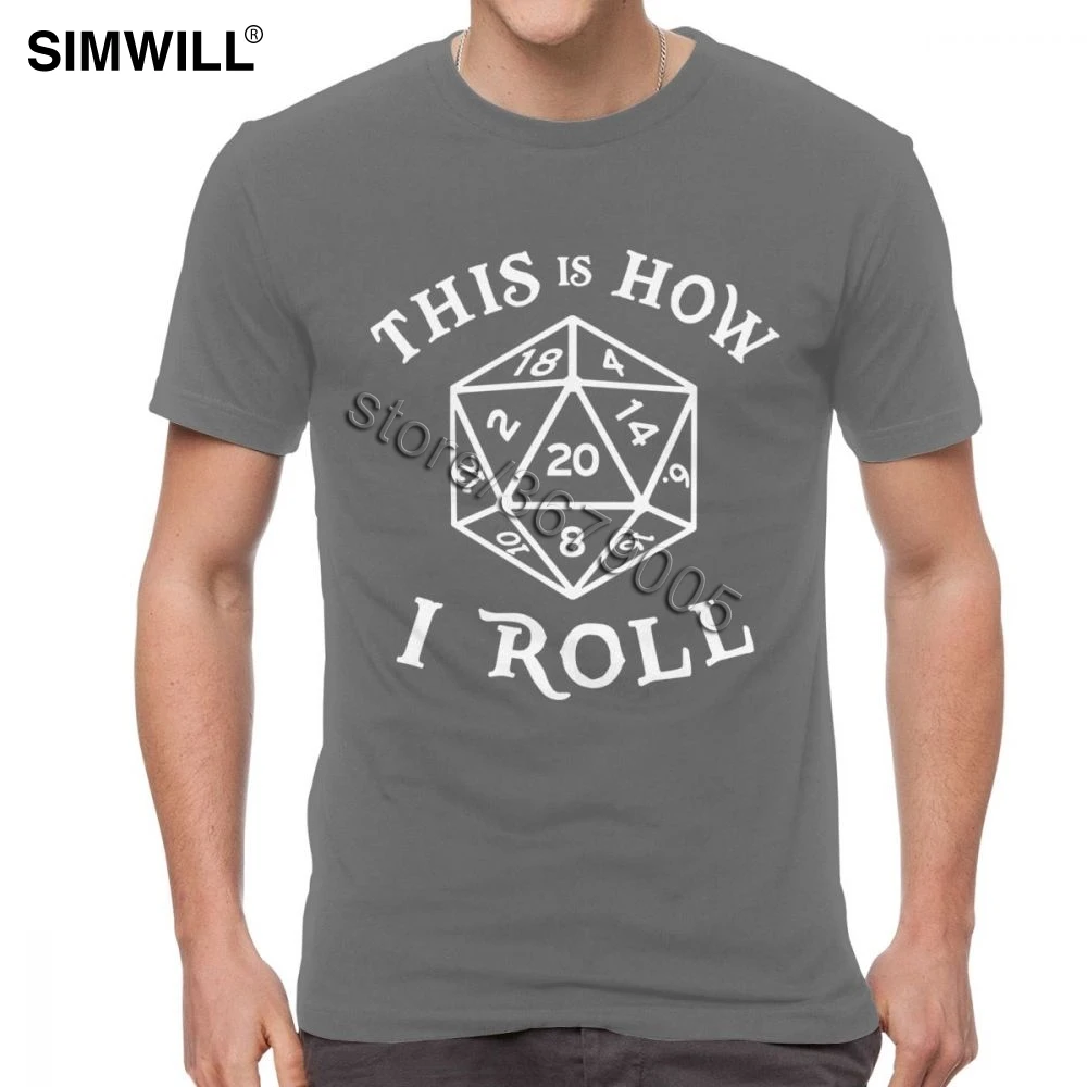 Men 20 Sided Dice T Shirt Dungeons And Dragons Tee This Is How I Roll Tshirt D20 T-Shirt Short Sleeves Cotton Leisure |