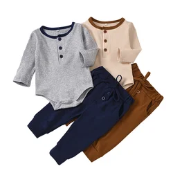 Barboteuse pour bébé garçon et fille, combinaison à manches longues, body et pantalon pour nouveau né, printemps automne 