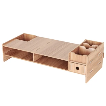 

Multifunctional Wood LCD Desktop PC Monitor Riser Stand Desk Organizer Laptop Keyboard Stand for iMac Desktop Laptop Computer TV
