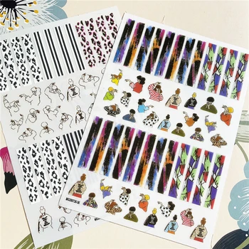 

MG200726-36-37 Lady Colored abstract face-geometric 3D Back glue Nail decal Nail sticker Nail decoration Nail art Nail ornament