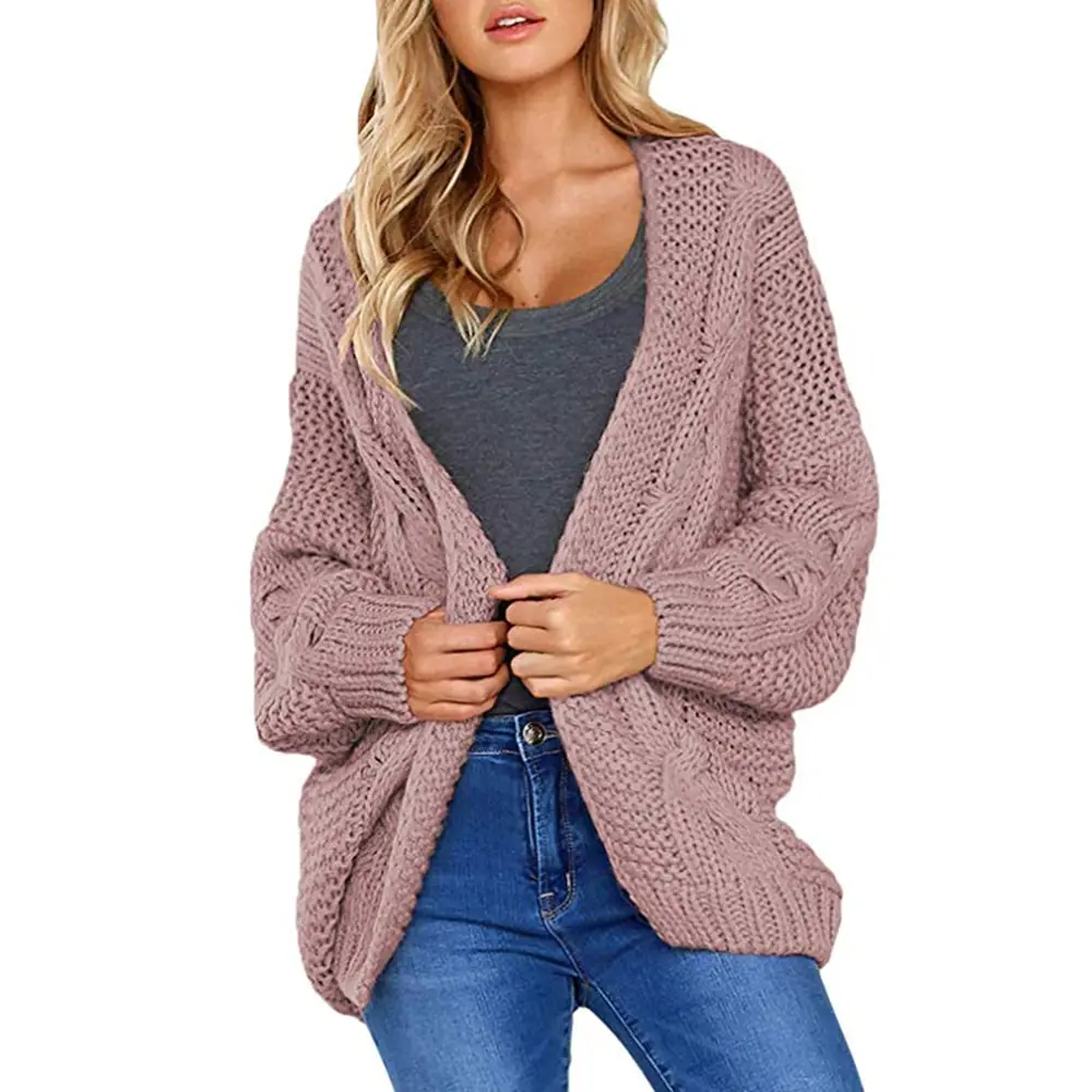 Oeak, стиль, трендовый Зимний вязаный свитер с длинным рукавом, кардиган размера плюс S-XL, повседневные Джемперы, женские одноцветные пальто, свитер