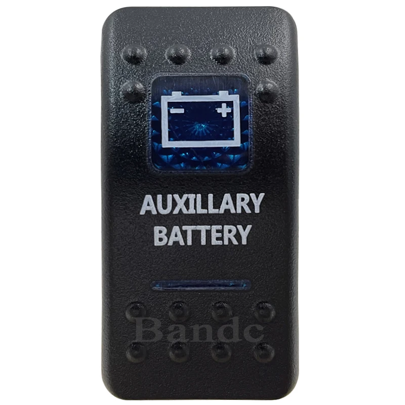 

Cover Cap Only！Car Boat RV AUXILLARY BATTERY Rocker Switch Cover Cap Blue Window Labeled Control Cap Accessories