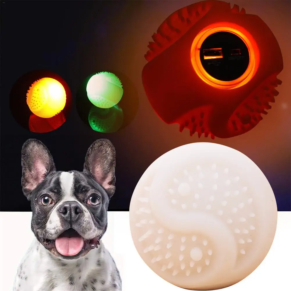 

Dog Rolling Ball Toy Pet Magic Roller Ball with LED Glitter USB Glowing LED Pet Silicone Training Ball Smart Toys for Dogs Cats