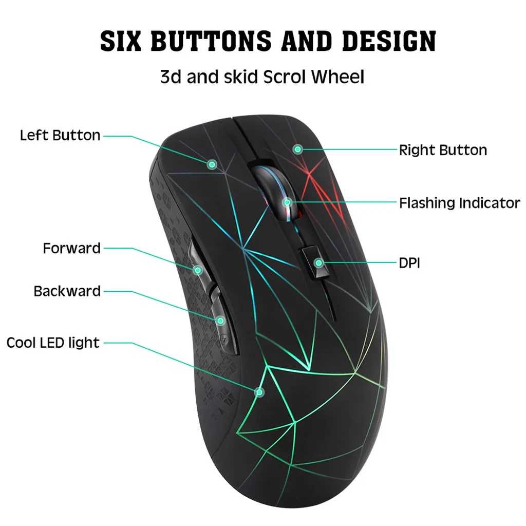 Беспроводная Волшебная Мышь 2 4g Bluetooth двойной режим Игровая с подсветкой 1600