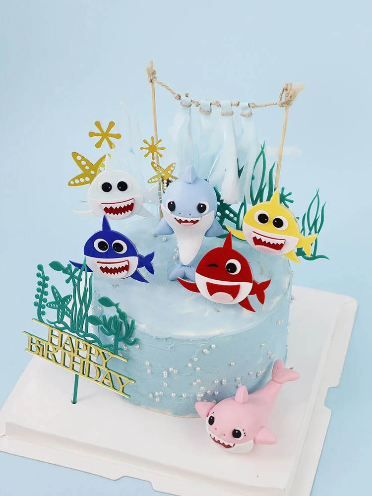 Blue Nouveau Produit Sous La Mer Fete Gateau Decoration Brachyura Requin Dauphin Dessin Anime Doux Poterie Topper Pour La Decoratio Cdiscount Maison