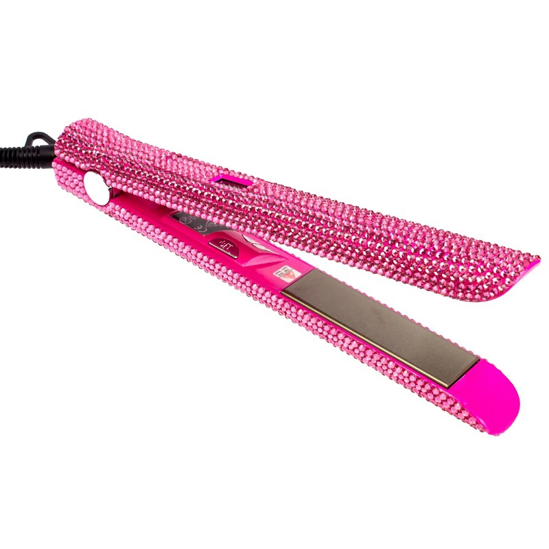 

LCD Display Straight Hair Titanium Floating Plate Crystal Rhinestone Fast Heating Iron Crystal Hair Flat Iron Hair Styling Tool