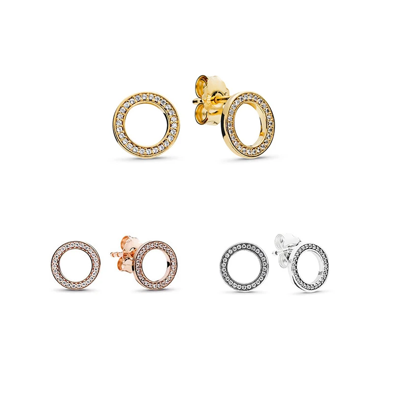 Forever Clear CZ 925 Sterling Silver Circle Round Stud Earrings With Jewelry The Best Gift To Your Lover | Украшения и аксессуары