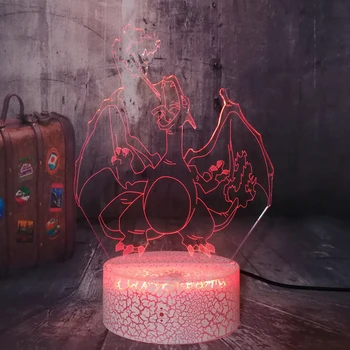 

Cool Pokemon Charizard Go Action Figure 3D LED Night Light Sleep Cartoon Baby Table Lamp Bedroom Decor Kid Toys Christmas lamp
