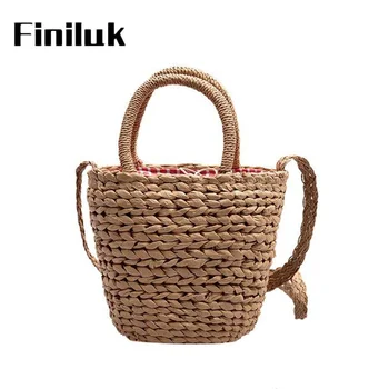 

Fililuk Summer Beach Bag Fashion Small Staw Bags Casual Bucket Handbag Simple Woven Crossbody Bags For Women 2020 BIZ165 PM49