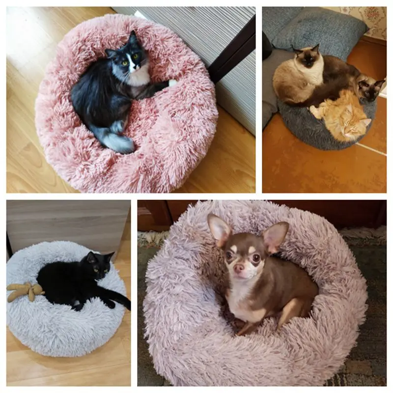 Мягкая кровать для питомцев, кошек, домик для питомцев, круглый коврик для кошек, кровать для собак, диван для чихуахуа, маленьких собак, кошек, гнездо, зимняя теплая спальная кровать, коврик для щенка