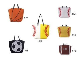

yellow softball white baseball Jewelry Packaging Blanks Kids Cotton Canvas Sports Bags Baseball Softball Tote Bag for Children