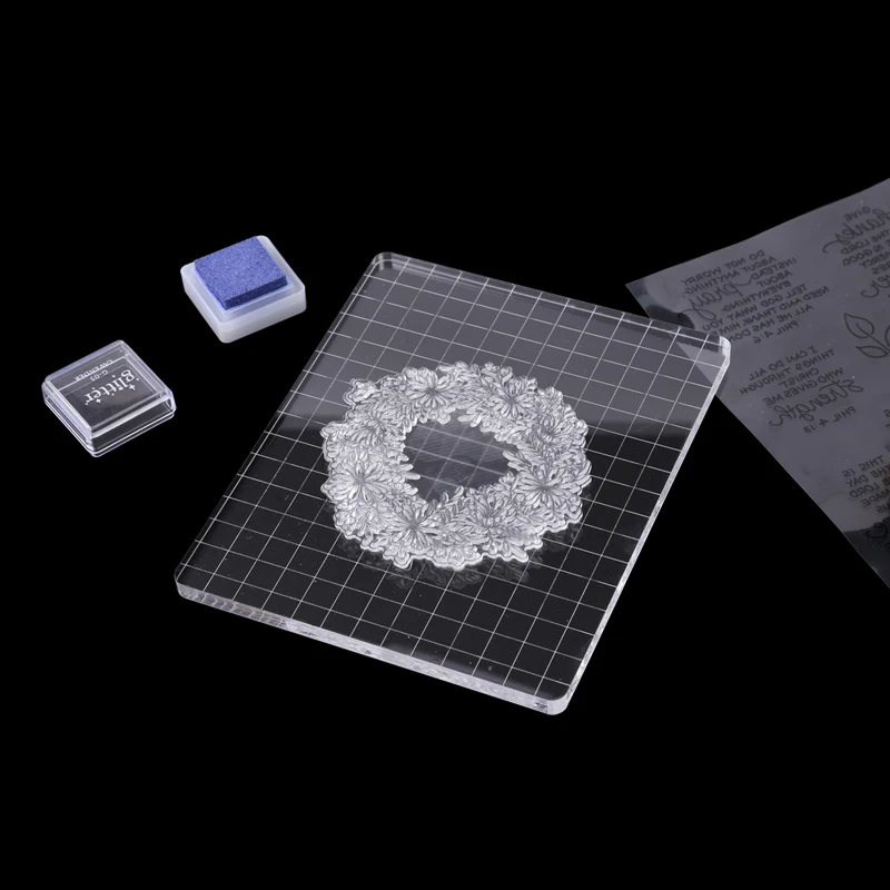 Transparency Acrylic Stamp Block Use Clear Stamp Block for Scrapbooking Clear Photo Album Decorative Gridlines Easy Positioning