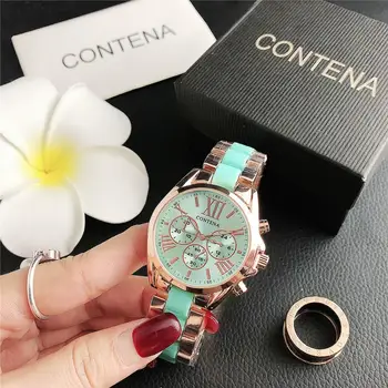

New Roman Numeral Three Eyes Ladies Watch Imitation Porcelain Watch