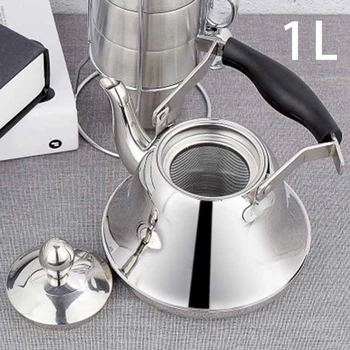 

Stainless Steel Bubble Teapot with Filter Large Capacity Long Mouth Flat Bottom Teapot 1L