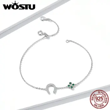 

Wostu Silver S925 Chain Bracelet Sterling Silver Lucky Horseshoe Link Bracelets Fine Jewelry Anti-allergy Gifts for Girl DAB050