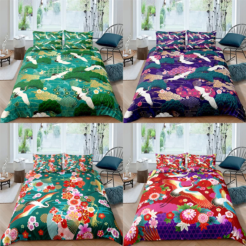 

Home Textiles Luxury 3D Crane Print Duvet Cover Set 2/3 Pcs Pillowcase Kids Bedding Set AU/EU/UK/US Queen and King Size