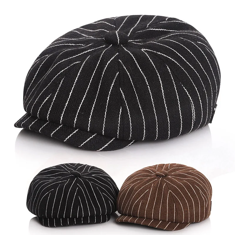 

2019 hua nav Autumn And Winter New Style Bay Hat Children Stripes Beret Octagonal Newsboy Cap Baby Cricket-cap Hat