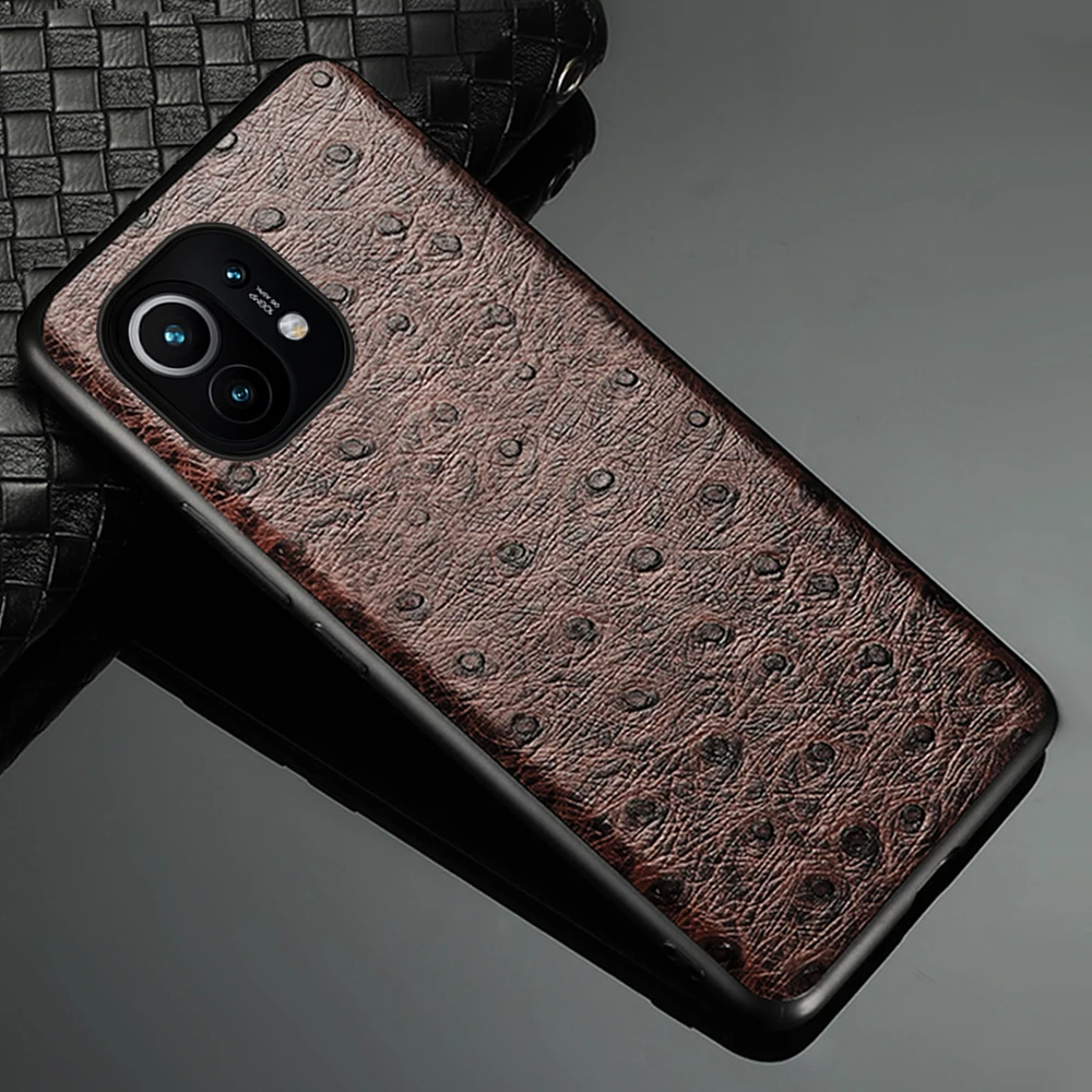 Чехол из натуральной кожи с текстурой страуса для Xiaomi Mi 11 10 10t 9t Pro 8 9 Poco X3 M3 чехол