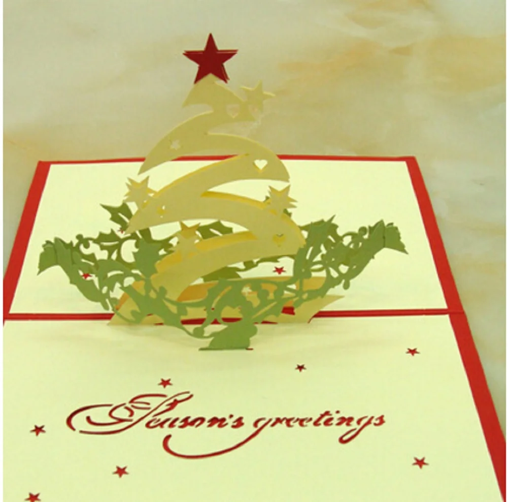 Faroot 3D всплывающие поздравительные открытки Рождество Свадьба День рождения Рождество Вечеринка День Святого Валентина открытка Рождественский подарок пригласительная открытка - Цвет: Светло-желтый