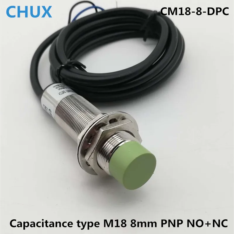 

CHUX Capacitive Proximity Switch PNP NO+NC CM18-8-DPC M18 0-8mm Detect Distance Capacitance Sensor