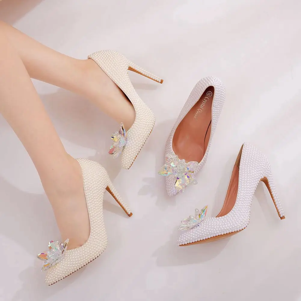 Pearl and Rhinestone Shoes – Various Heights – Wedding-Verse