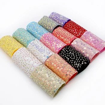 

Top Ribbon 30 yard 3 inch 75MM double color Sequin Fabric Reversible Sequin Ribbon