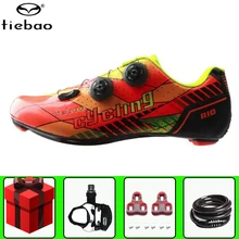 Tiebao, Мужская велосипедная обувь из углеродного волокна, набор педалей для велосипеда, Ультралегкая самоблокирующаяся велосипедная обувь, кроссовки, Sapatos de ciclismo