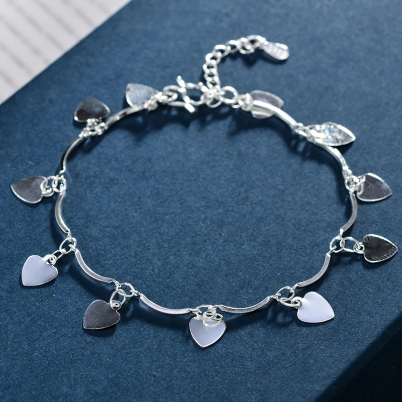 New Arrival Bohemia Women 925 Sterling Silver Beach Anklet On The Leg Heart Pandent Anklets Bracelet Chain For Women Jewelry